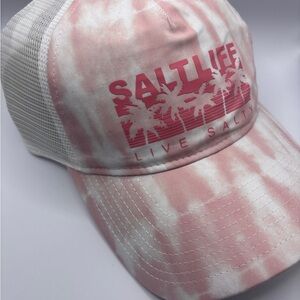 Salt Life Pink and White Tie-Dye Trucker Hat